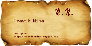Mravik Nina névjegykártya